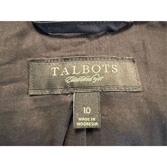 Talbots Black White Polka Dot Blazer 3/4 Sleeves Button Front Sz. 10 - Picture 5 of 6